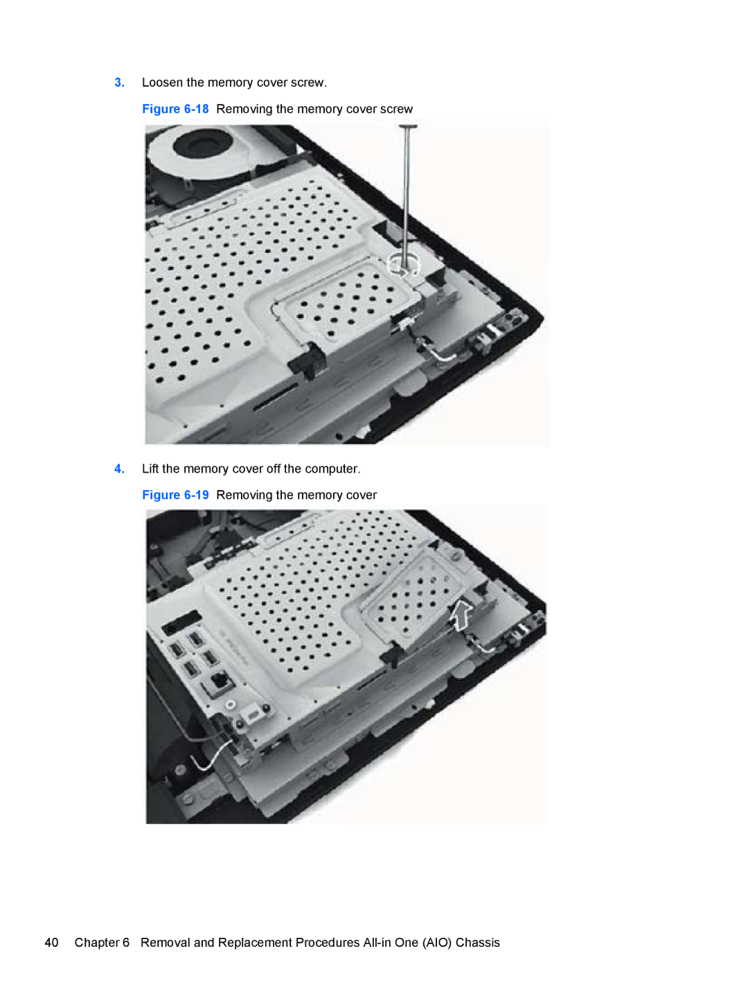 HP 100B manual Loosen the memory cover screw 