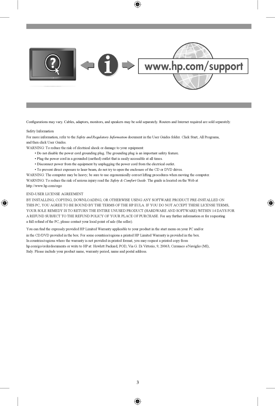 HP 100eu manual END-USER License Agreement 