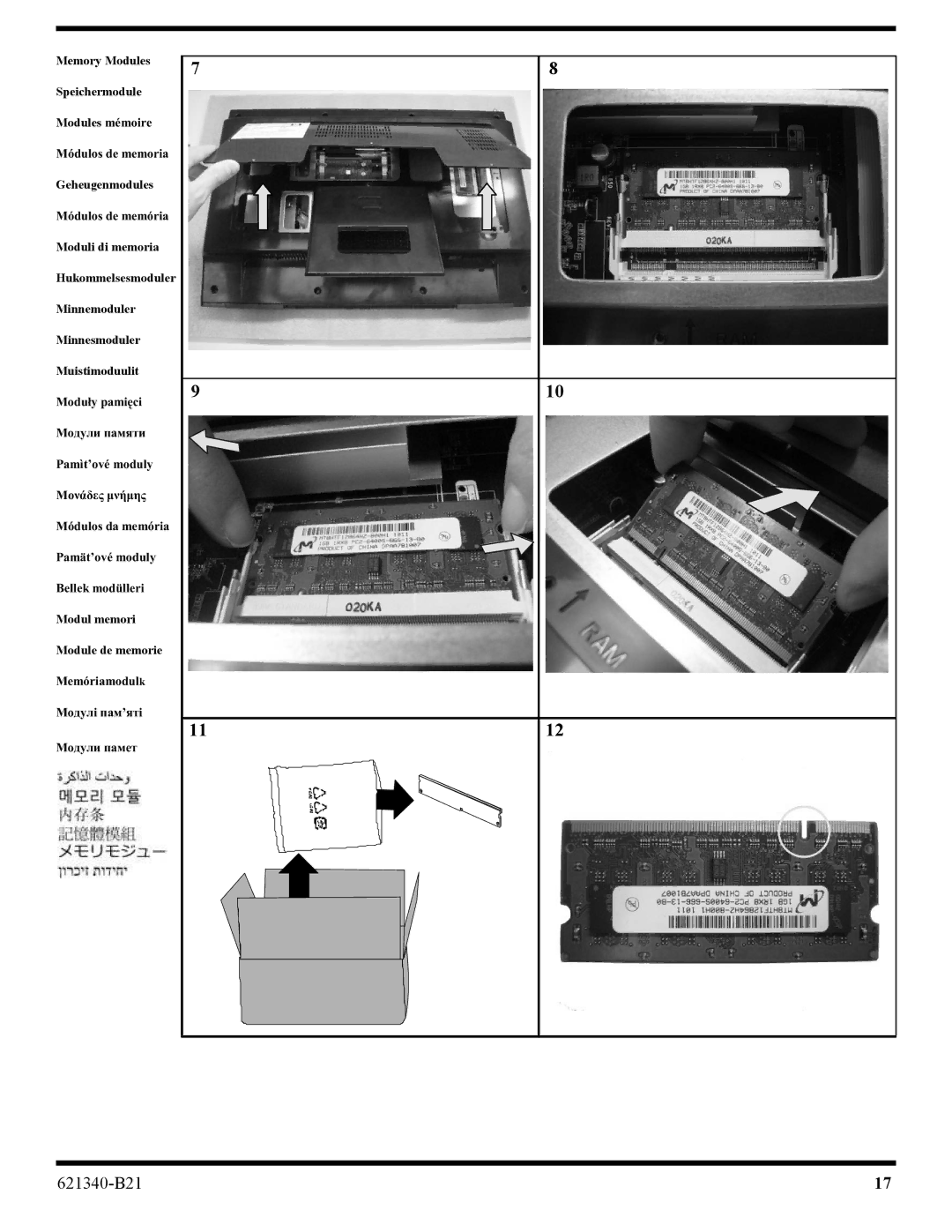 HP 100eu manual Ɇɨɞɭɥɢ ɩɚɦɟɬ 