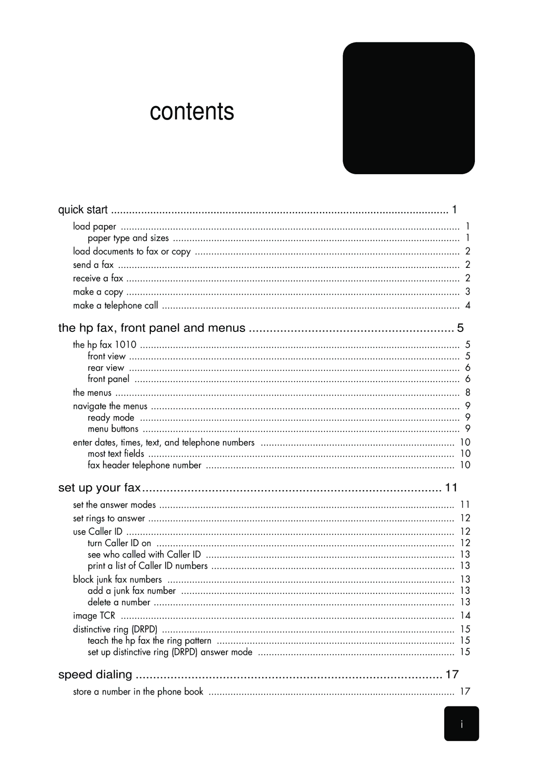 HP 1010 Fax, 1010xi Fax manual Contents 