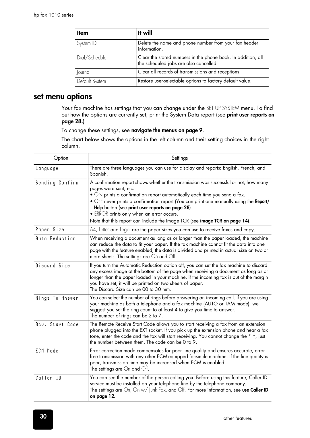 HP 1010xi Fax, 1010 Fax manual Set menu options, It will, System ID 