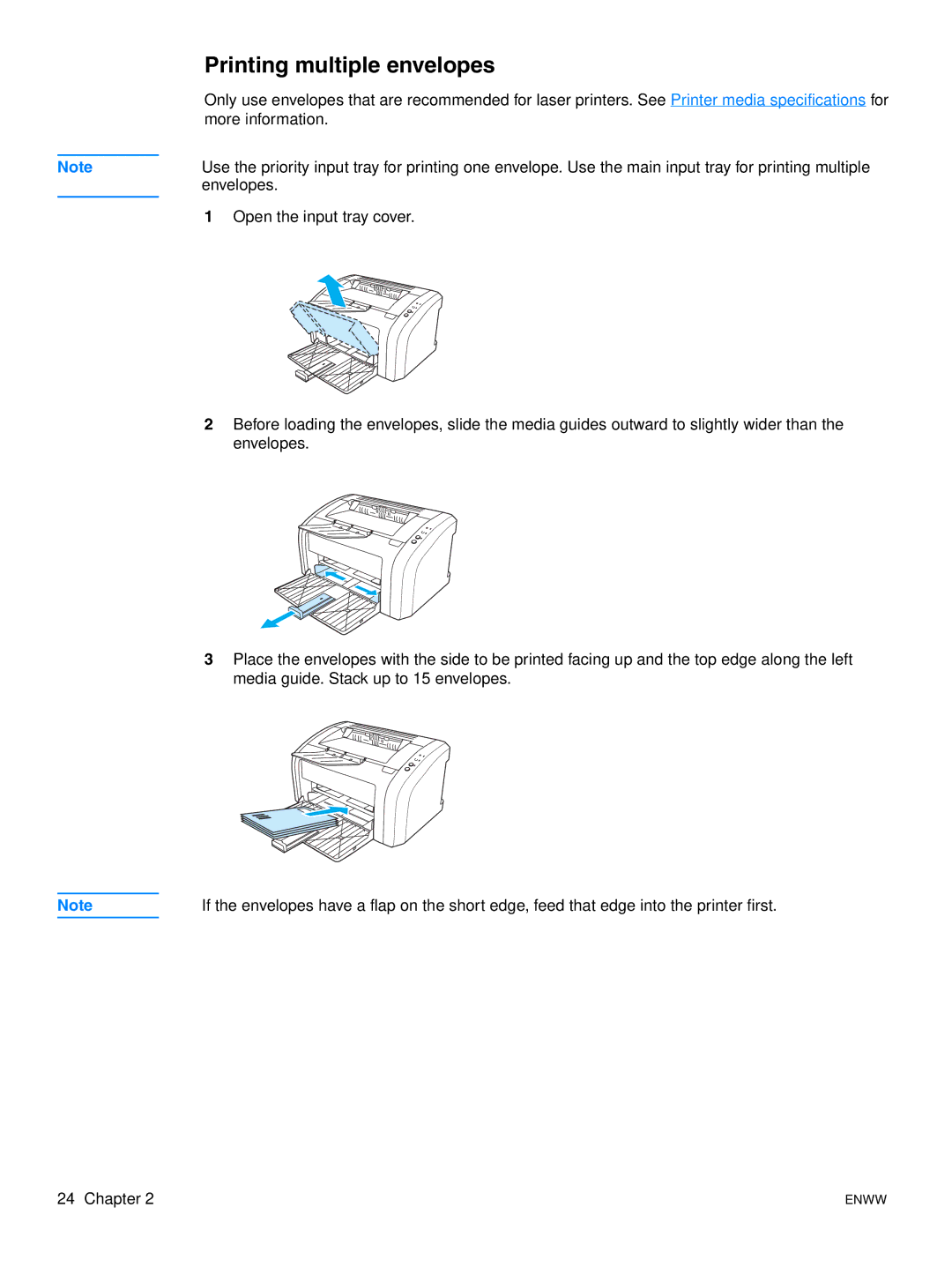 HP 1015 manual Printing multiple envelopes 