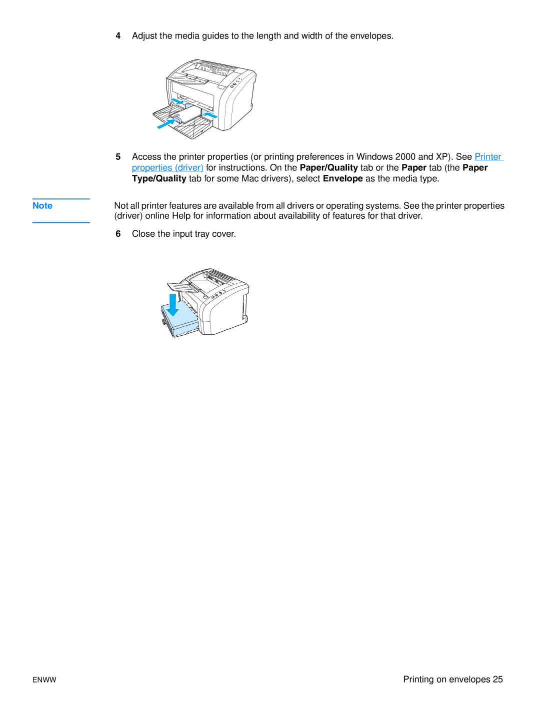 HP 1015 manual Printing on envelopes 