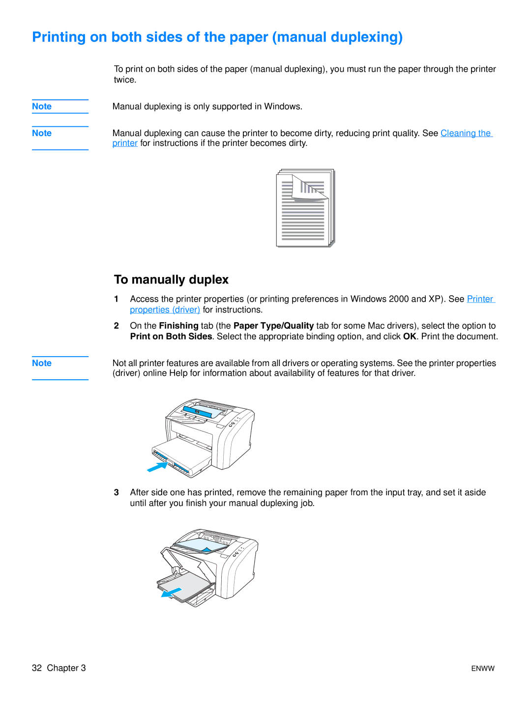 HP 1015 Printing on both sides of the paper manual duplexing, To manually duplex 