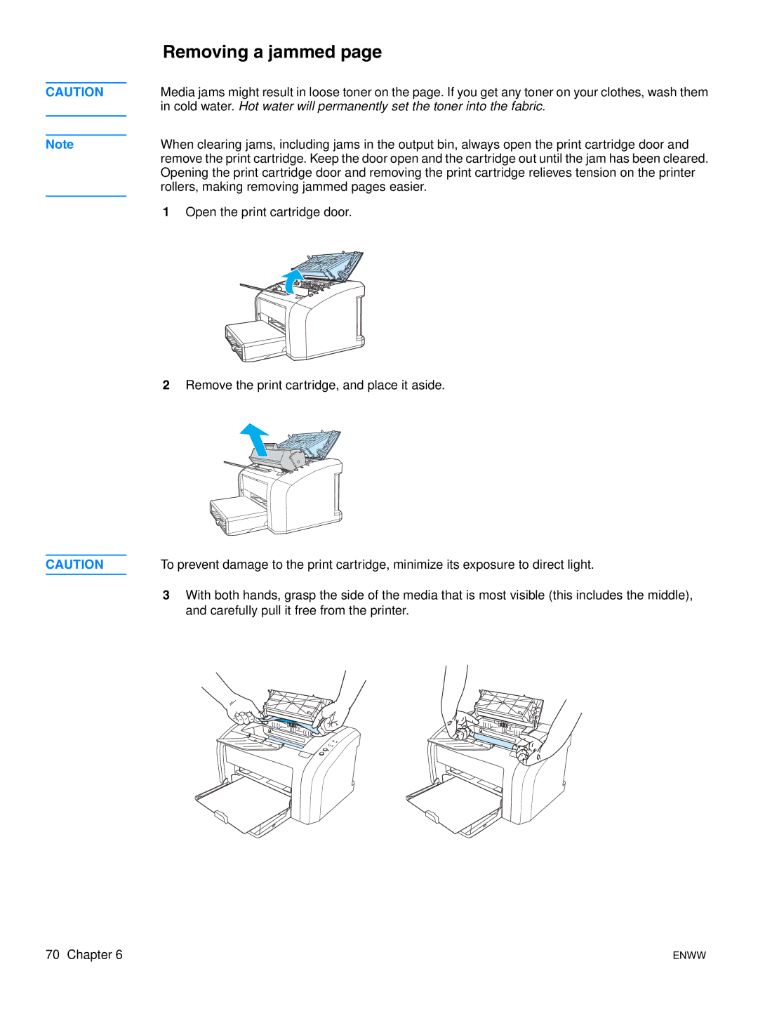 HP 1015 manual Removing a jammed 