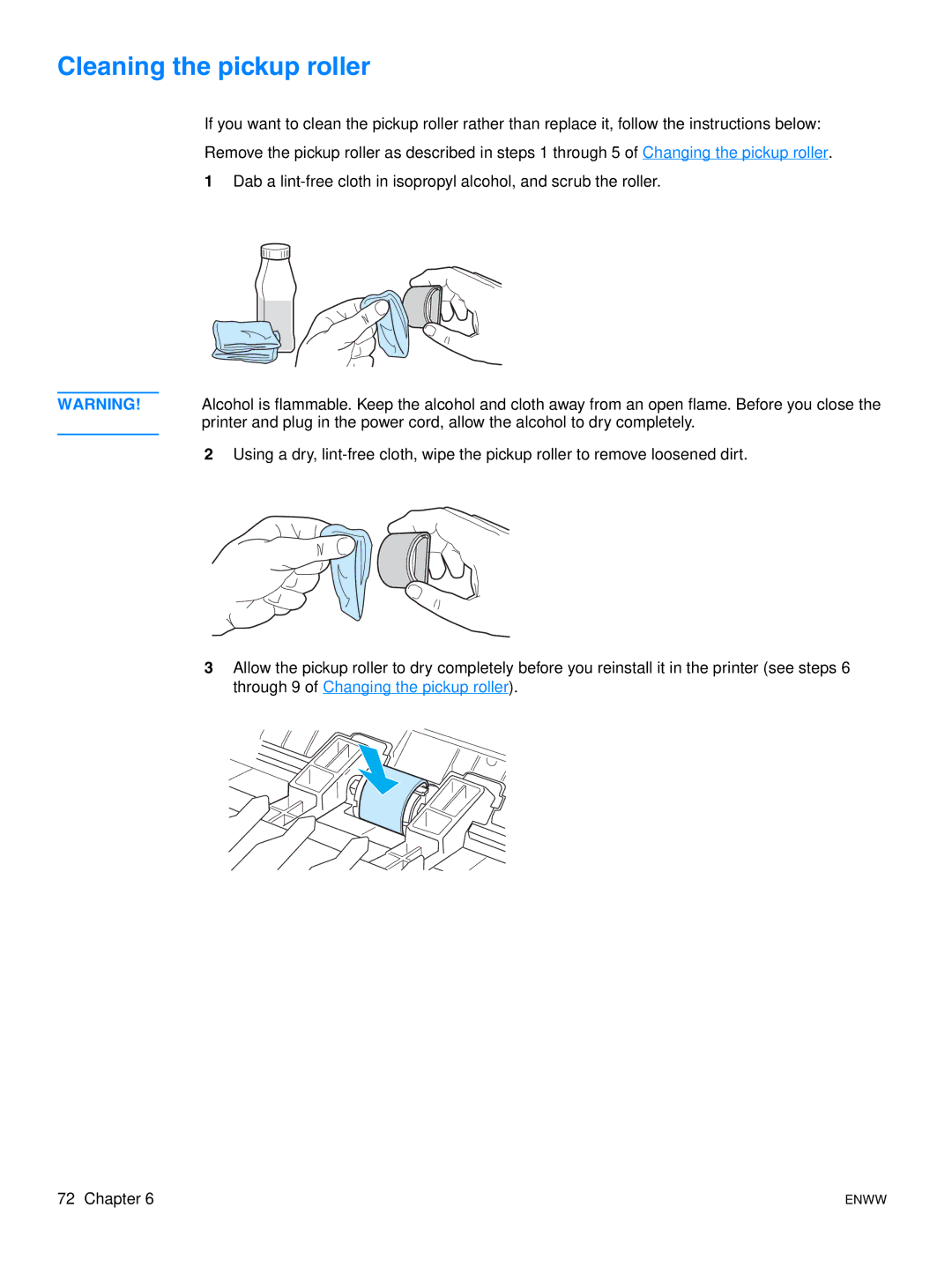 HP 1015 manual Cleaning the pickup roller 