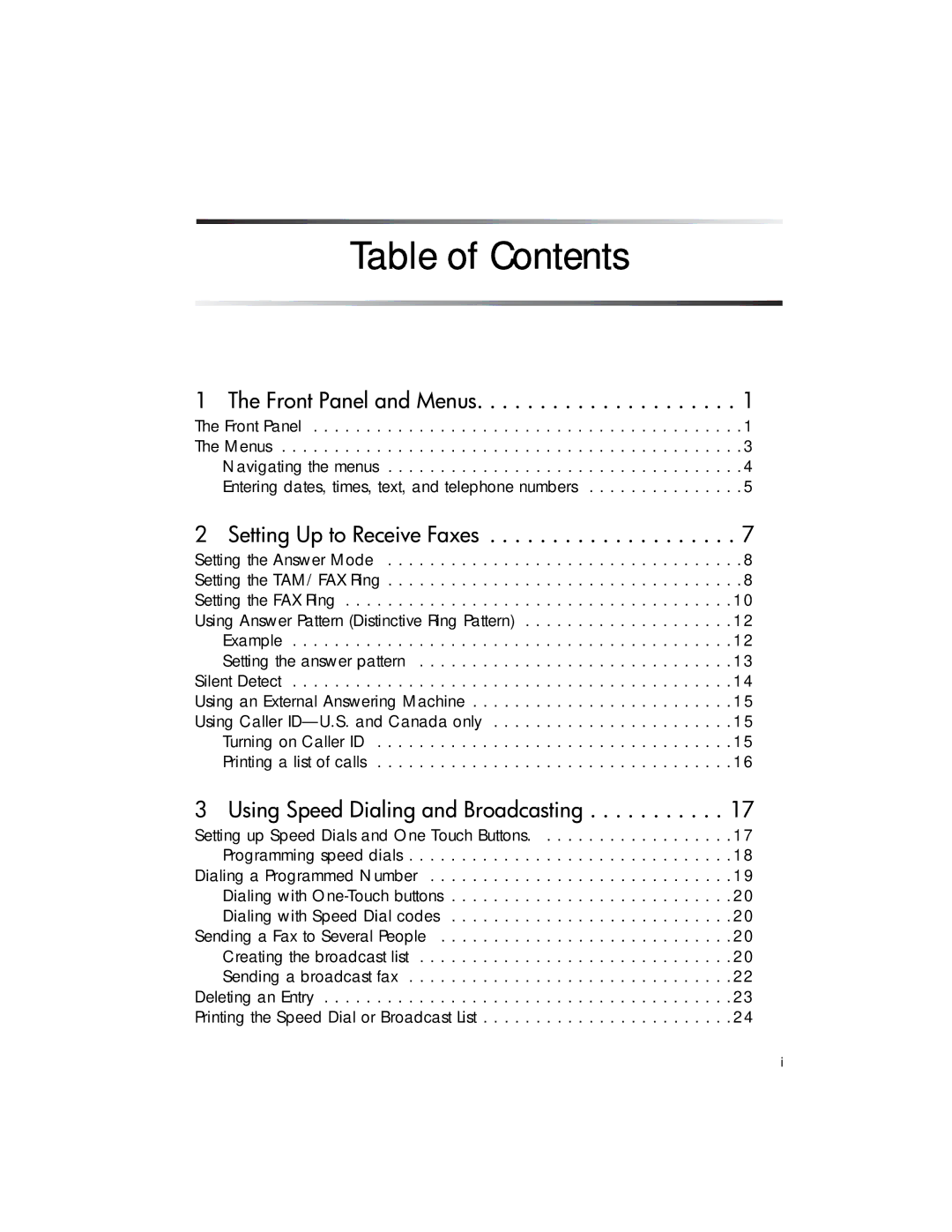 HP 1020 Fax, 1020xi Fax manual Table of Contents 