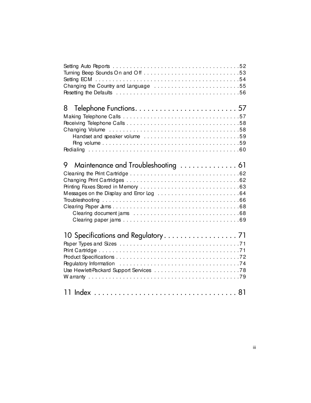 HP 1020 Fax, 1020xi Fax manual Iii 