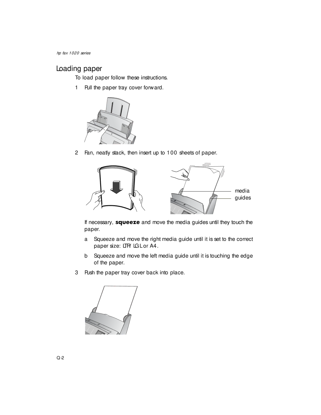 HP 1020xi Fax, 1020 Fax manual Loading paper 