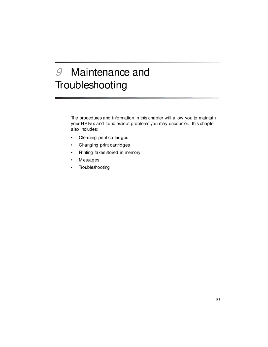 HP 1020 Fax, 1020xi Fax manual Maintenance and Troubleshooting 