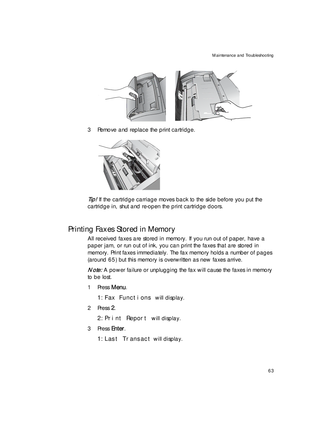 HP 1020 Fax, 1020xi Fax manual Printing Faxes Stored in Memory, 2Print Report will display 