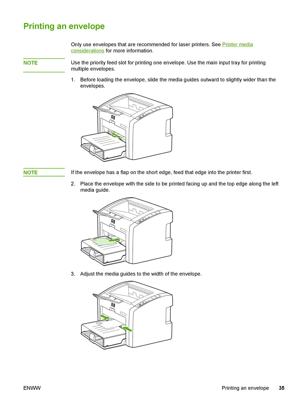 HP 1022nw manual Printing an envelope 