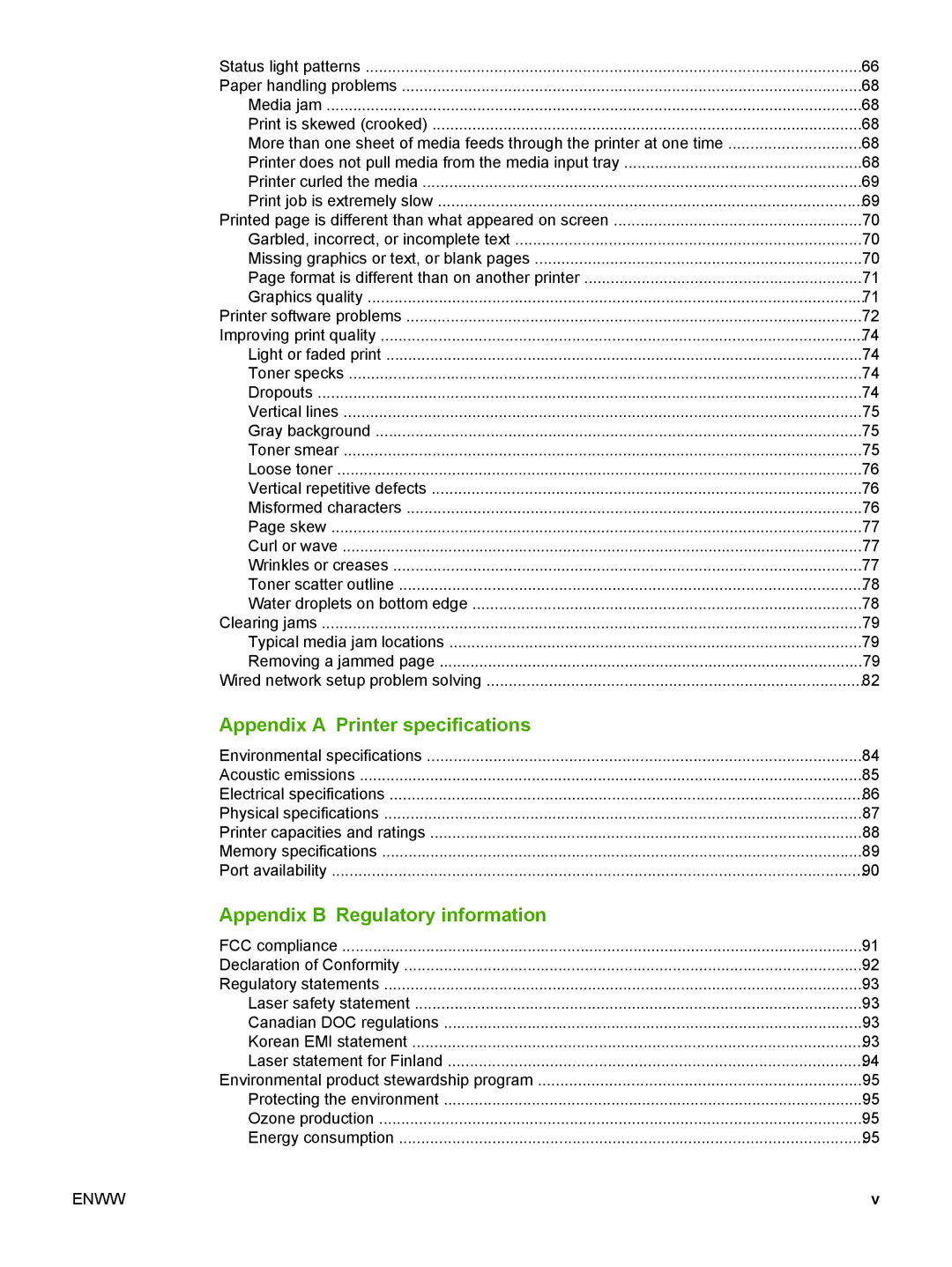 HP 1022nw manual Appendix a Printer specifications 