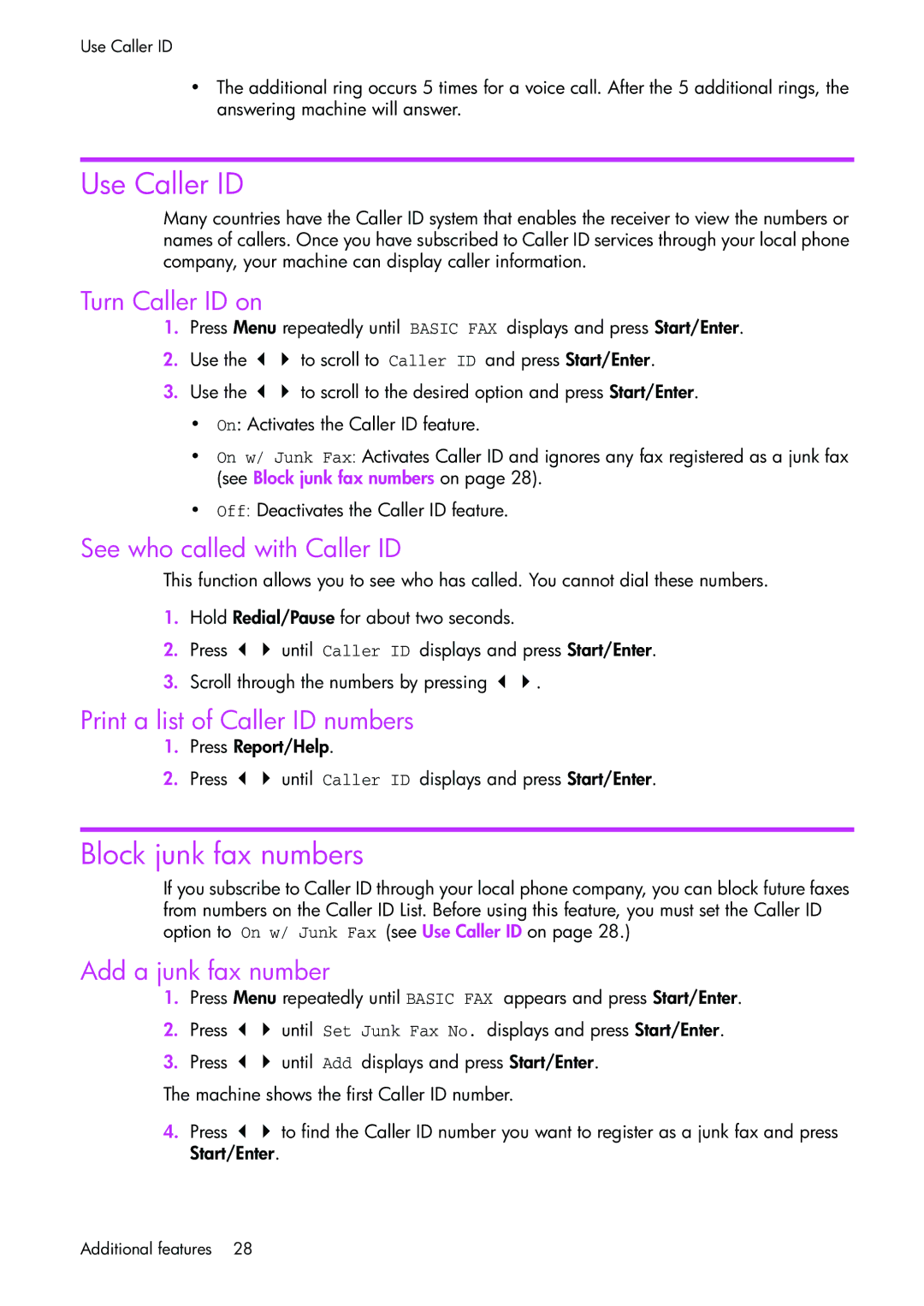 HP 1050 manual Use Caller ID, Block junk fax numbers 