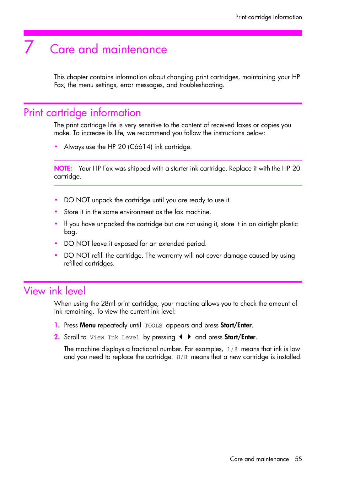 HP 1050 manual Print cartridge information, View ink level 