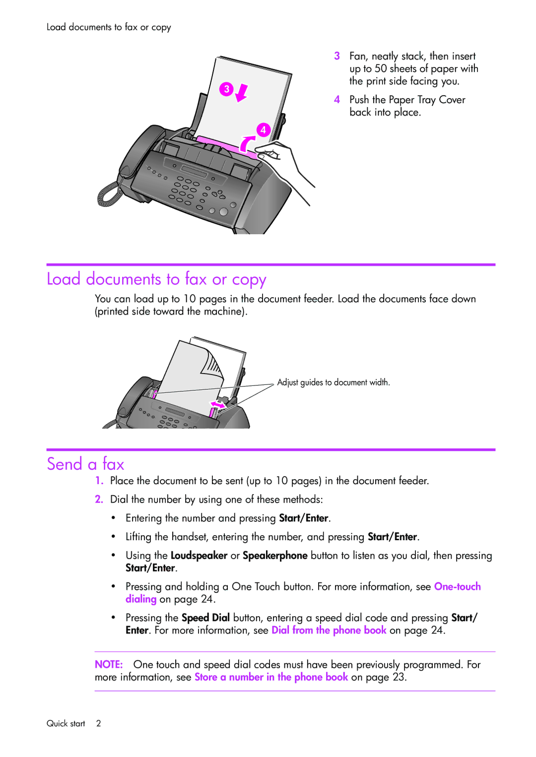 HP 1050 manual Load documents to fax or copy, Send a fax 