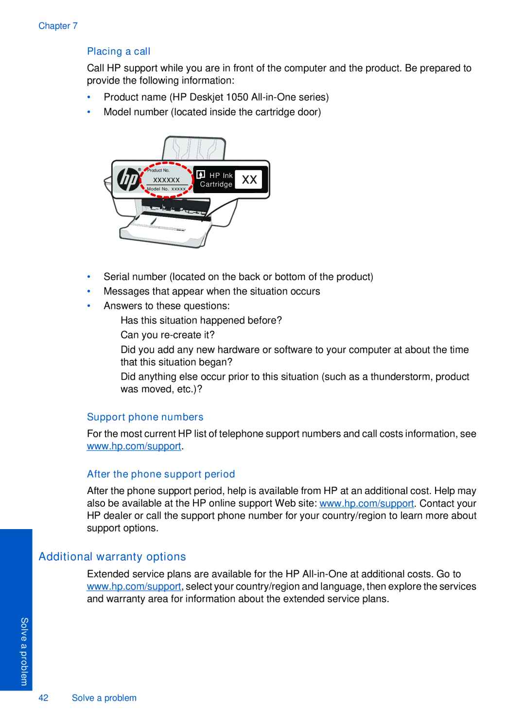 HP 1050 manual Additional warranty options 