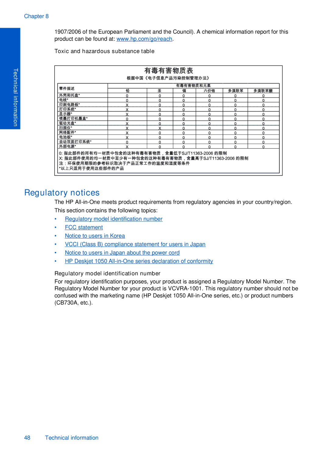 HP 1050 manual Regulatory notices 