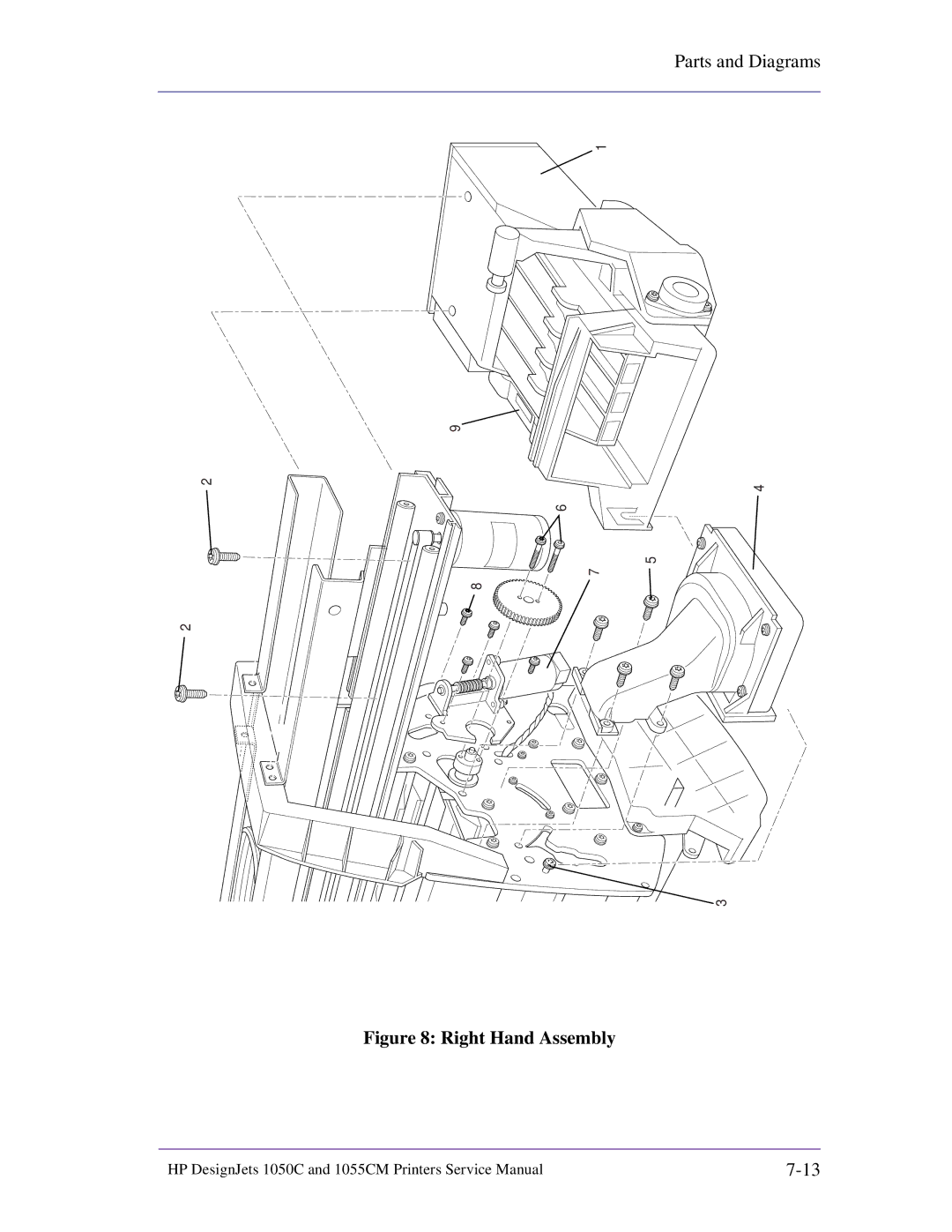 HP 1055CM manual Right Hand Assembly 