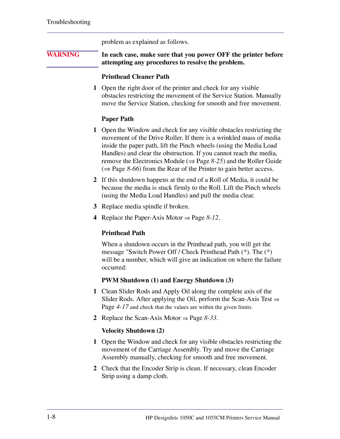 HP 1055CM manual Problem as explained as follows, Each case, make sure that you power OFF the printer before, Paper Path 