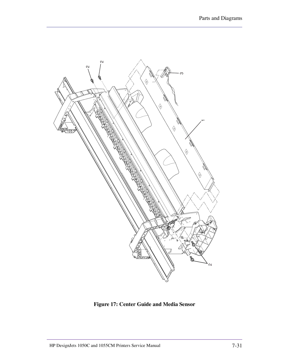 HP 1055CM manual Center Guide and Media Sensor 