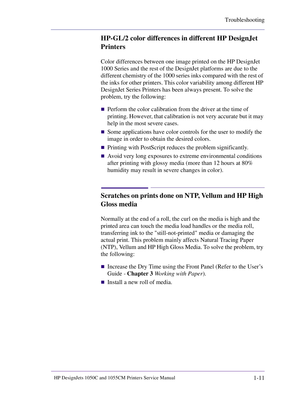 HP 1055CM manual HP-GL/2 color differences in different HP DesignJet Printers 