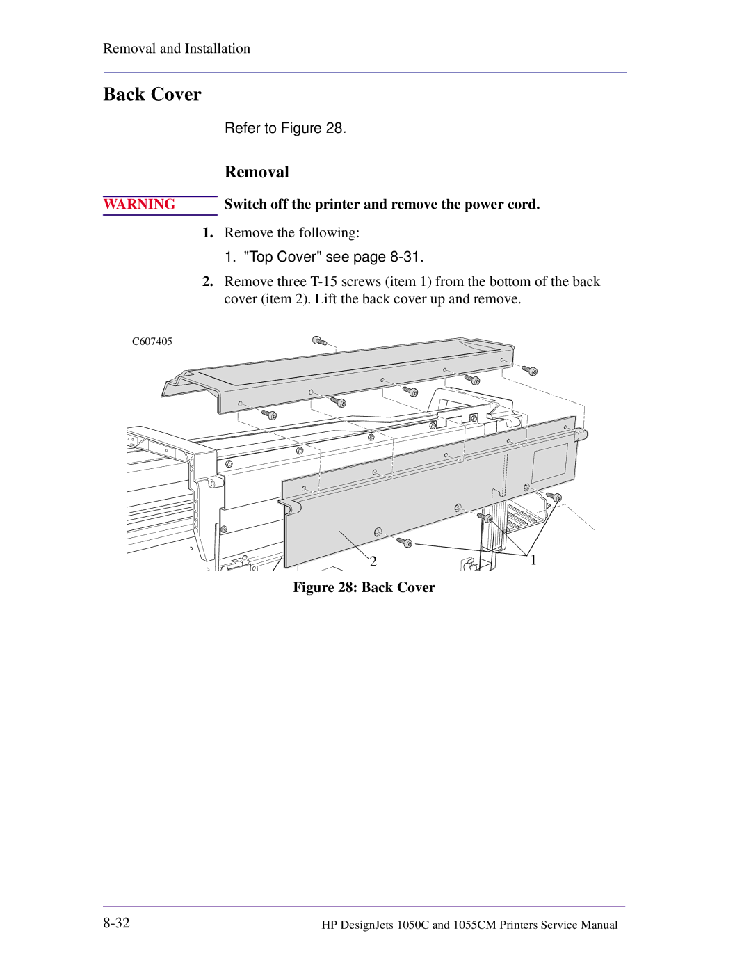 HP 1055CM manual Back Cover 