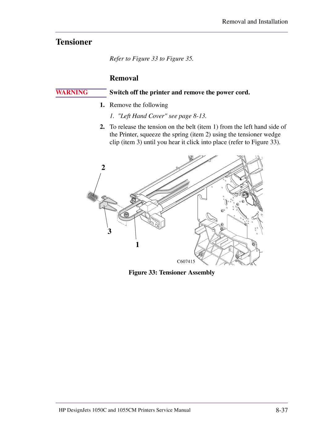 HP 1055CM manual Tensioner Assembly 