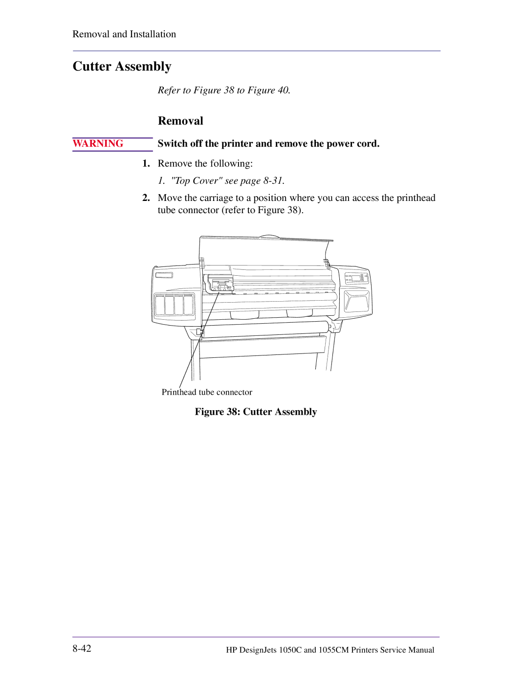 HP 1055CM manual Cutter Assembly 