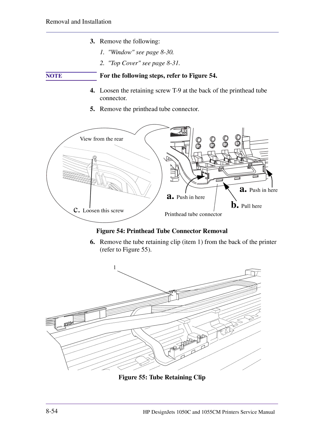 HP 1055CM manual Printhead Tube Connector Removal 