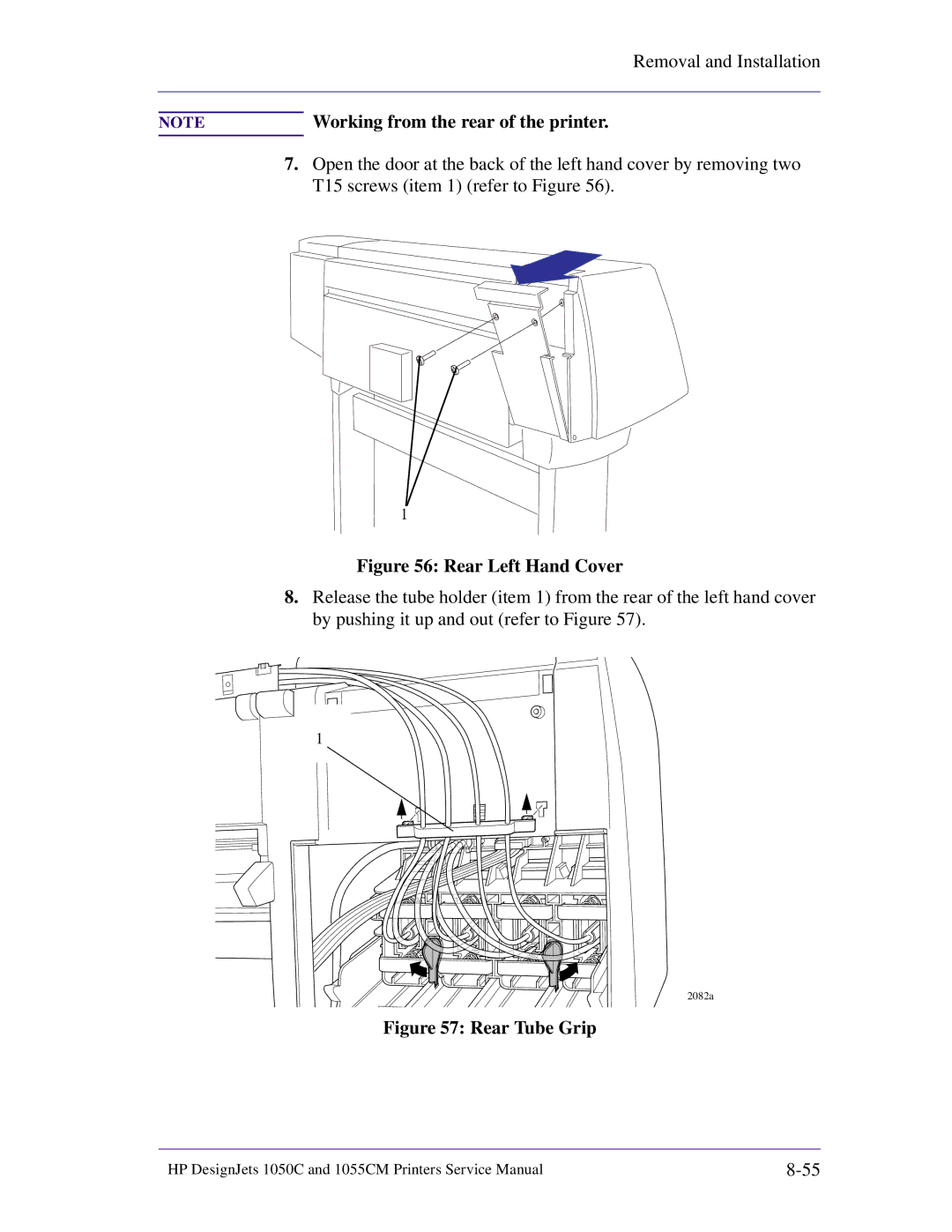 HP 1055CM manual Working from the rear of the printer 