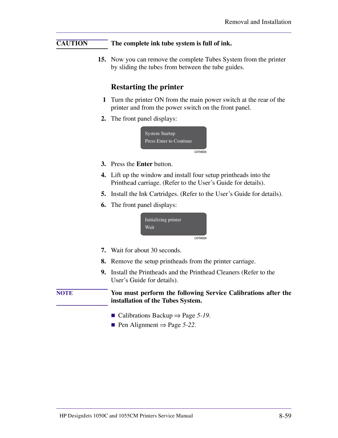 HP 1055CM manual Restarting the printer 