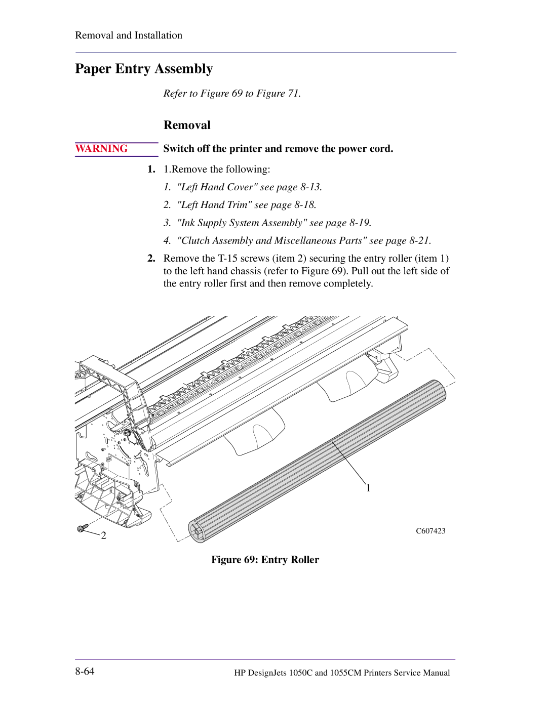 HP 1055CM manual Paper Entry Assembly, Entry Roller 