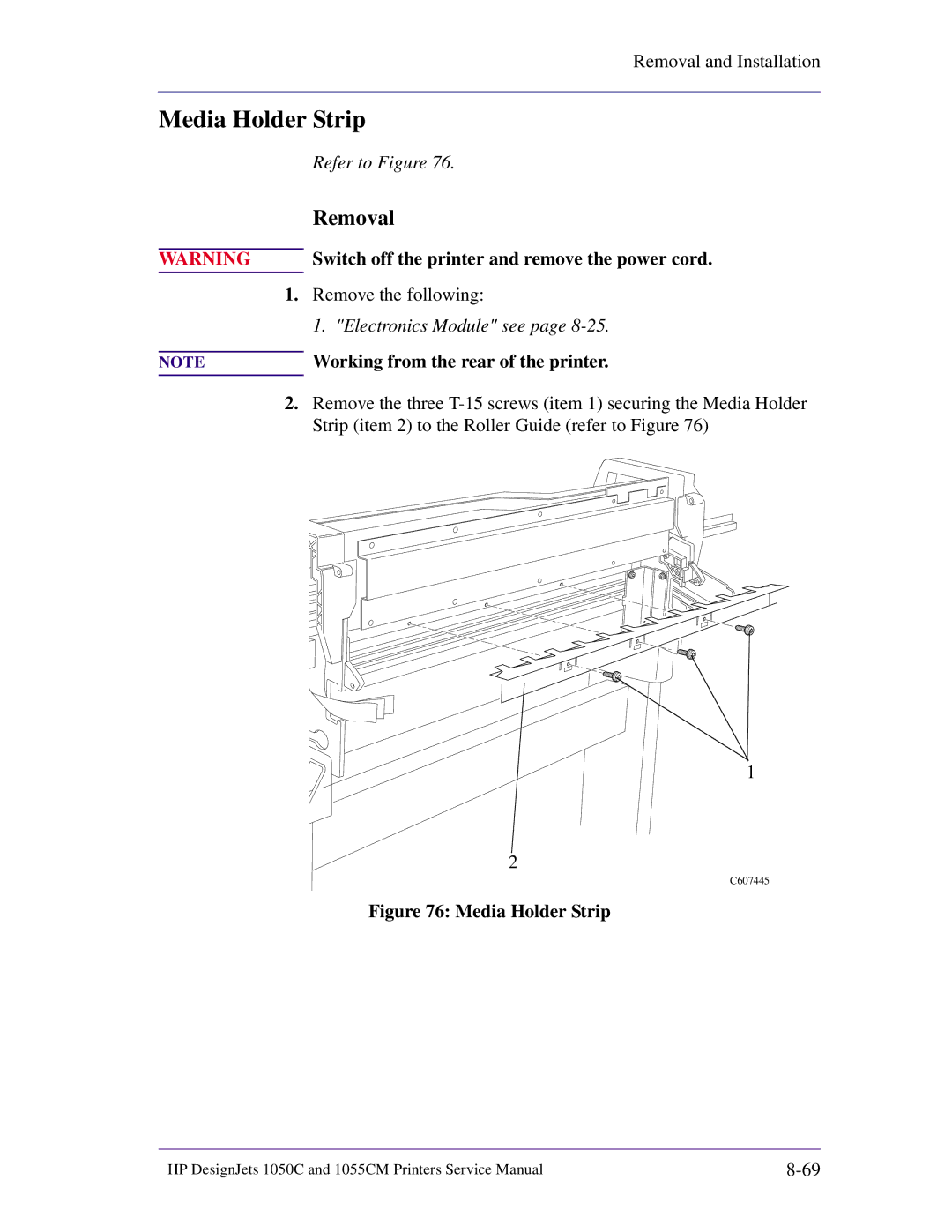 HP 1055CM manual Media Holder Strip 