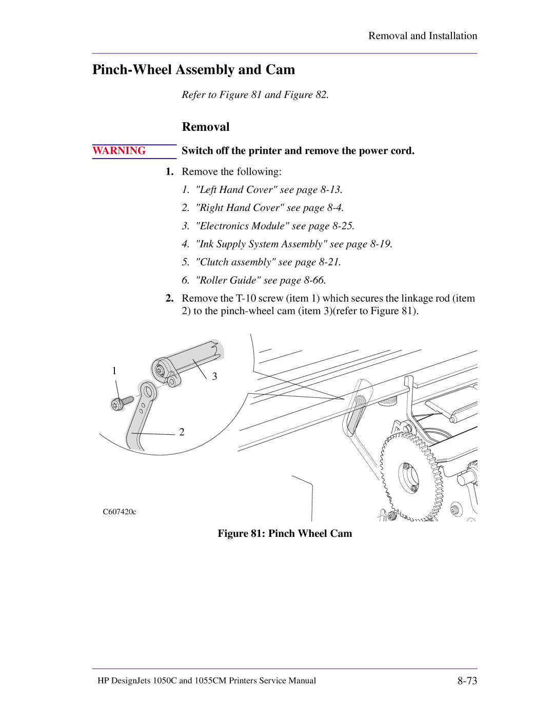 HP 1055CM manual Pinch-Wheel Assembly and Cam, Pinch Wheel Cam 