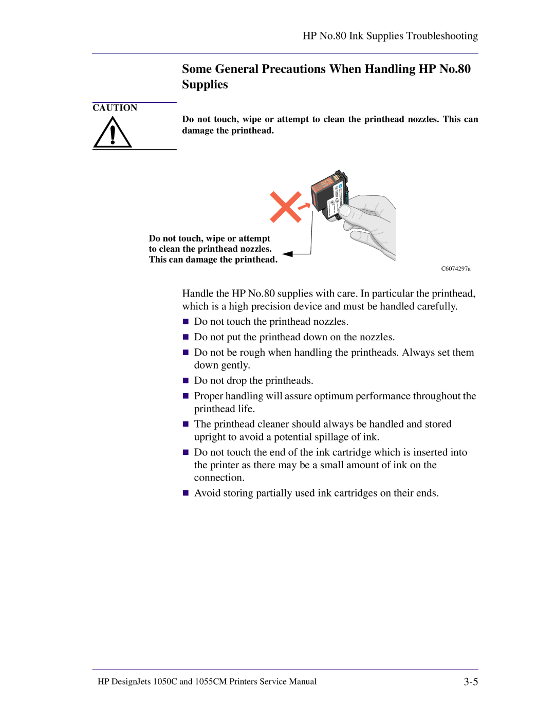 HP 1055CM manual Some General Precautions When Handling HP No.80 Supplies 