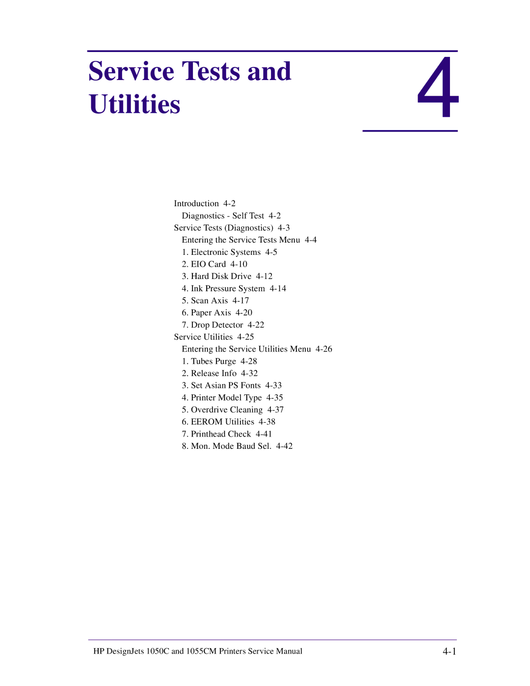 HP 1055CM manual Service Tests Utilities 