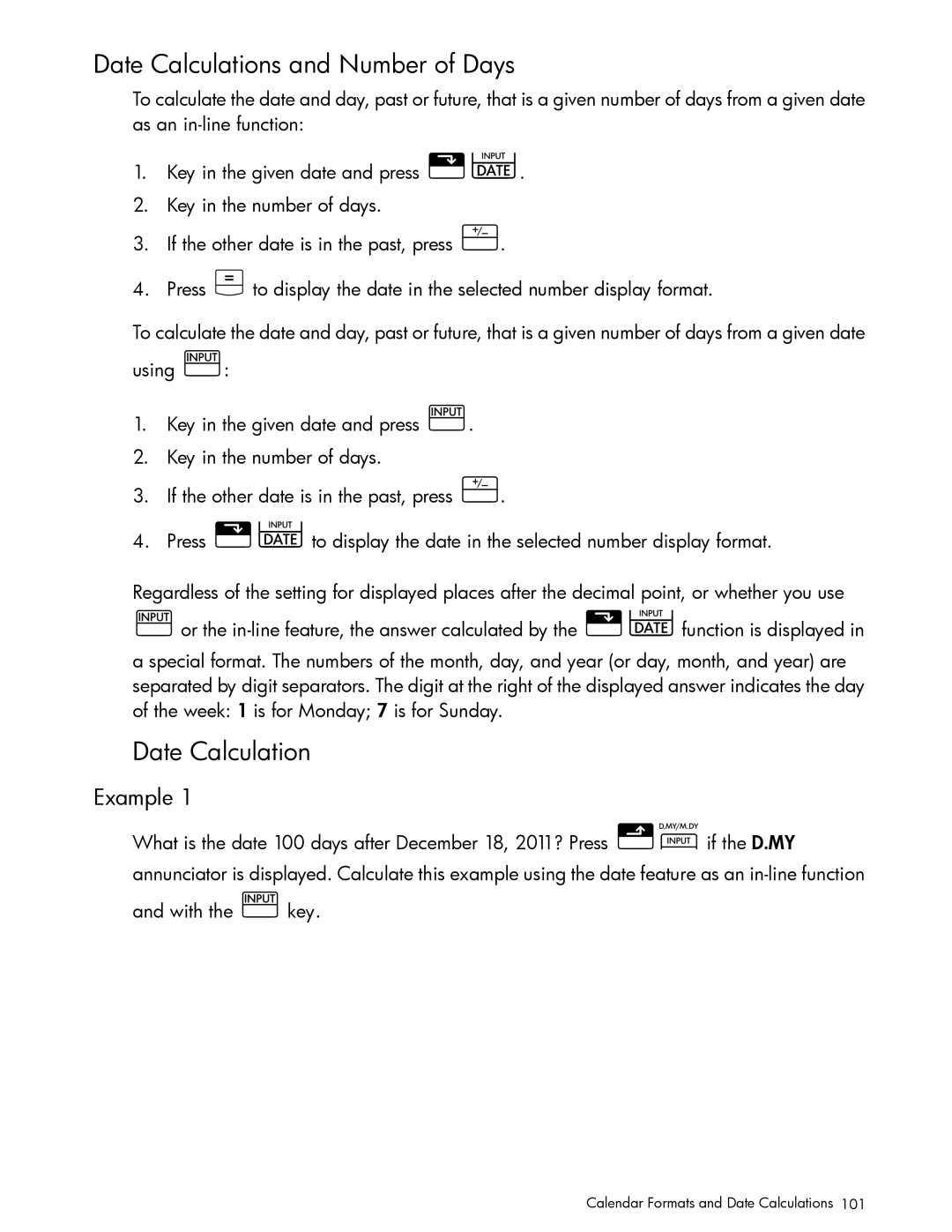 HP 10bII+ Financial manual Date Calculations and Number of Days 