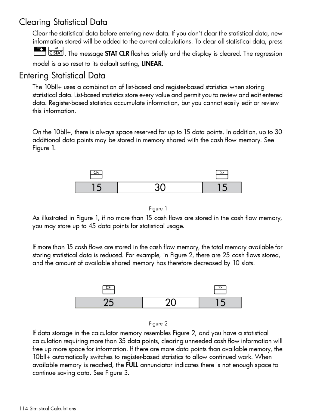 HP 10bII+ Financial manual Clearing Statistical Data, Entering Statistical Data 