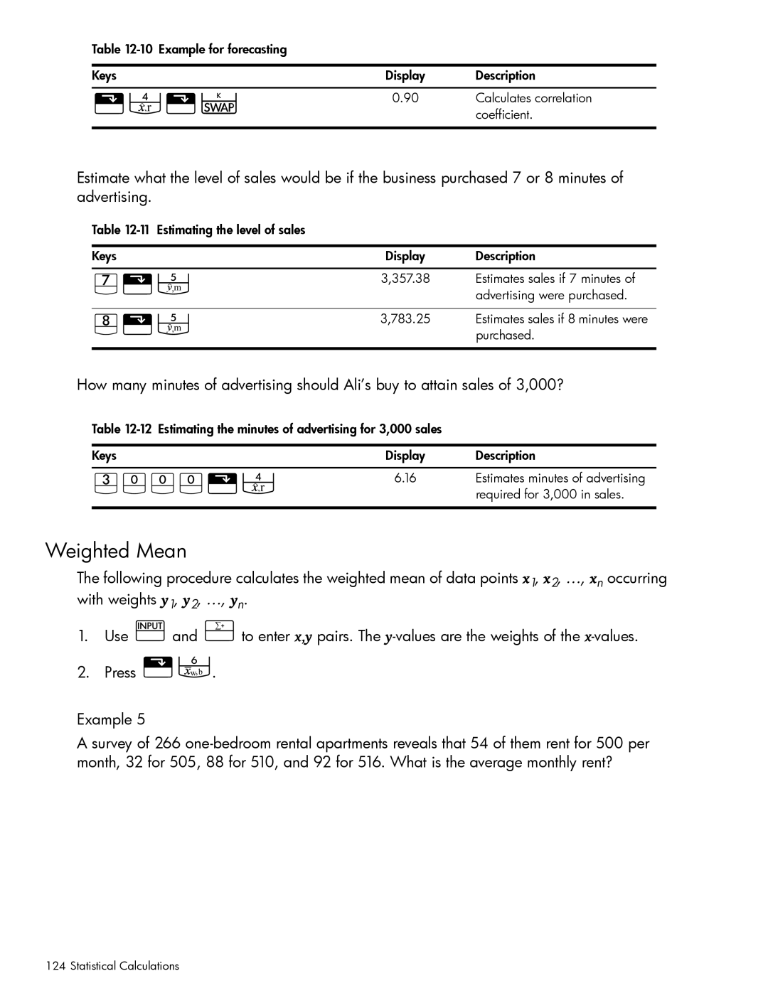 HP 10bII+ Financial manual Z\«, Weighted Mean 