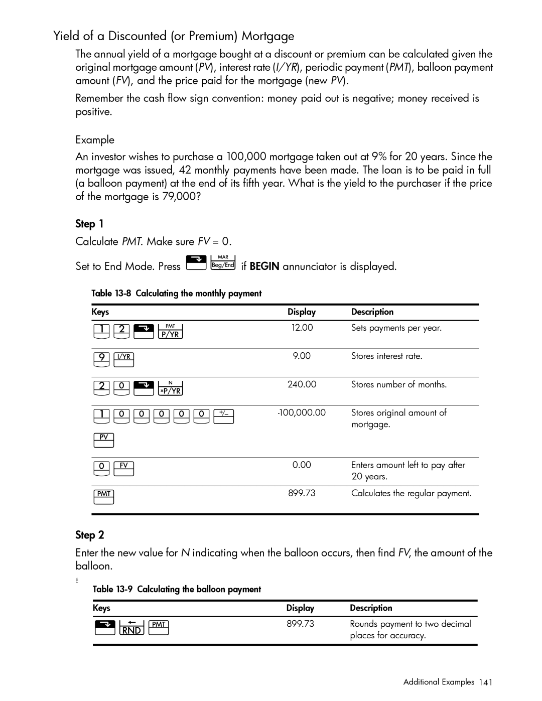 HP 10bII+ Financial manual Yield of a Discounted or Premium Mortgage 