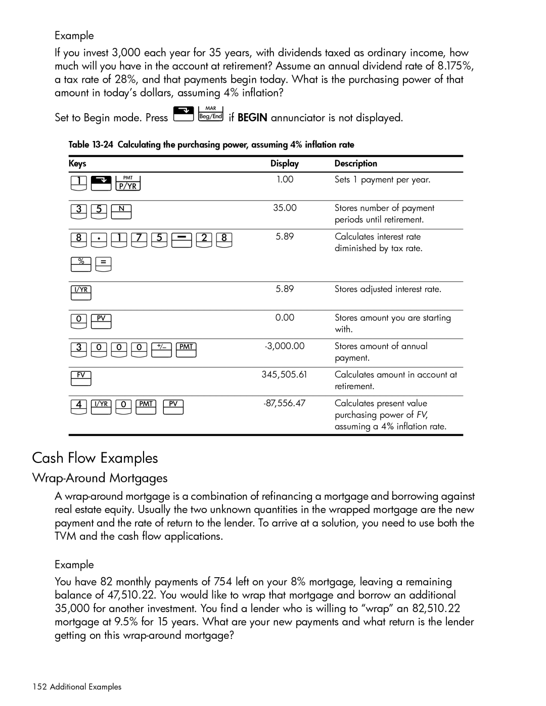 HP 10bII+ Financial manual G7JjVAGg, DyÌ, Cash Flow Examples, Wrap-Around Mortgages 