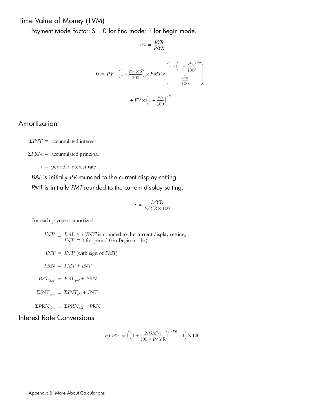 HP 10bII+ Financial manual Time Value of Money TVM, Amortization, Interest Rate Conversions 