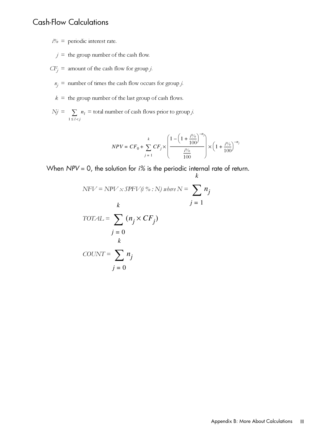 HP 10bII+ Financial manual Cash-Flow Calculations 