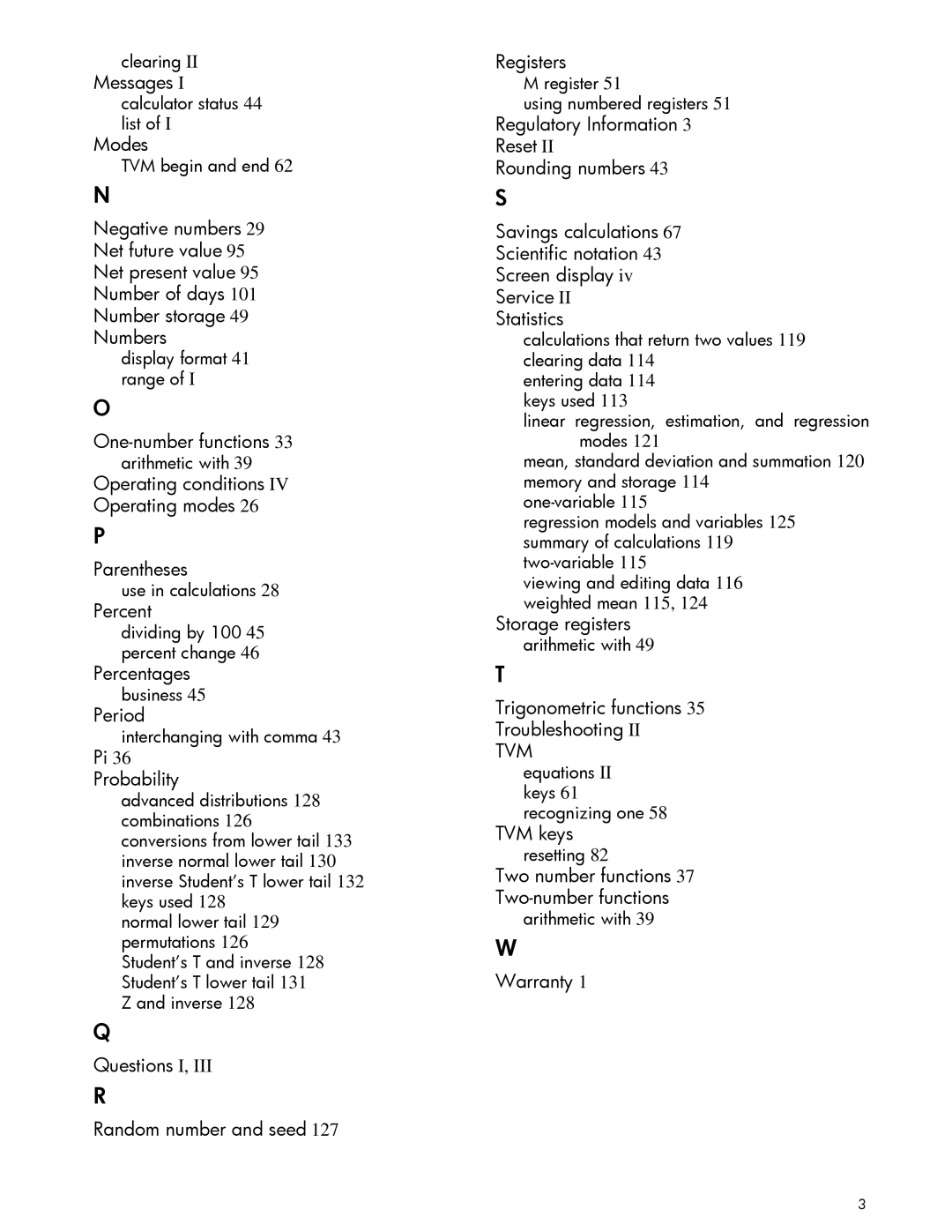 HP 10bII+ Financial Modes, Operating modes Parentheses, Period, Questions I Random number and seed Registers, Warranty 