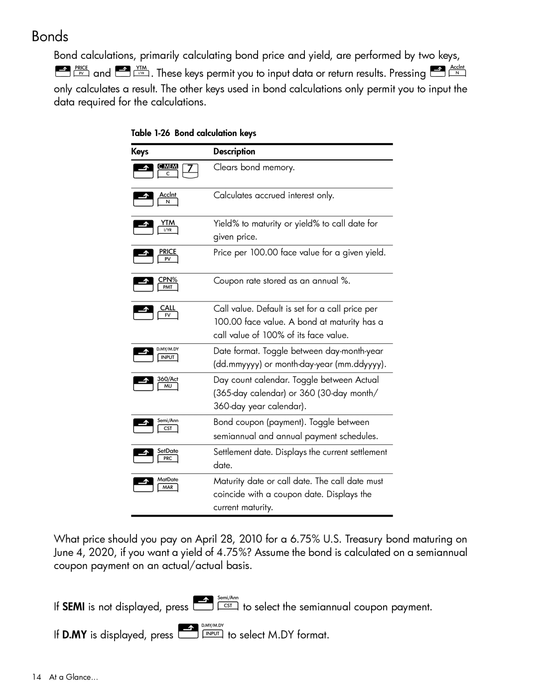 HP 10bII+ Financial manual Bonds 