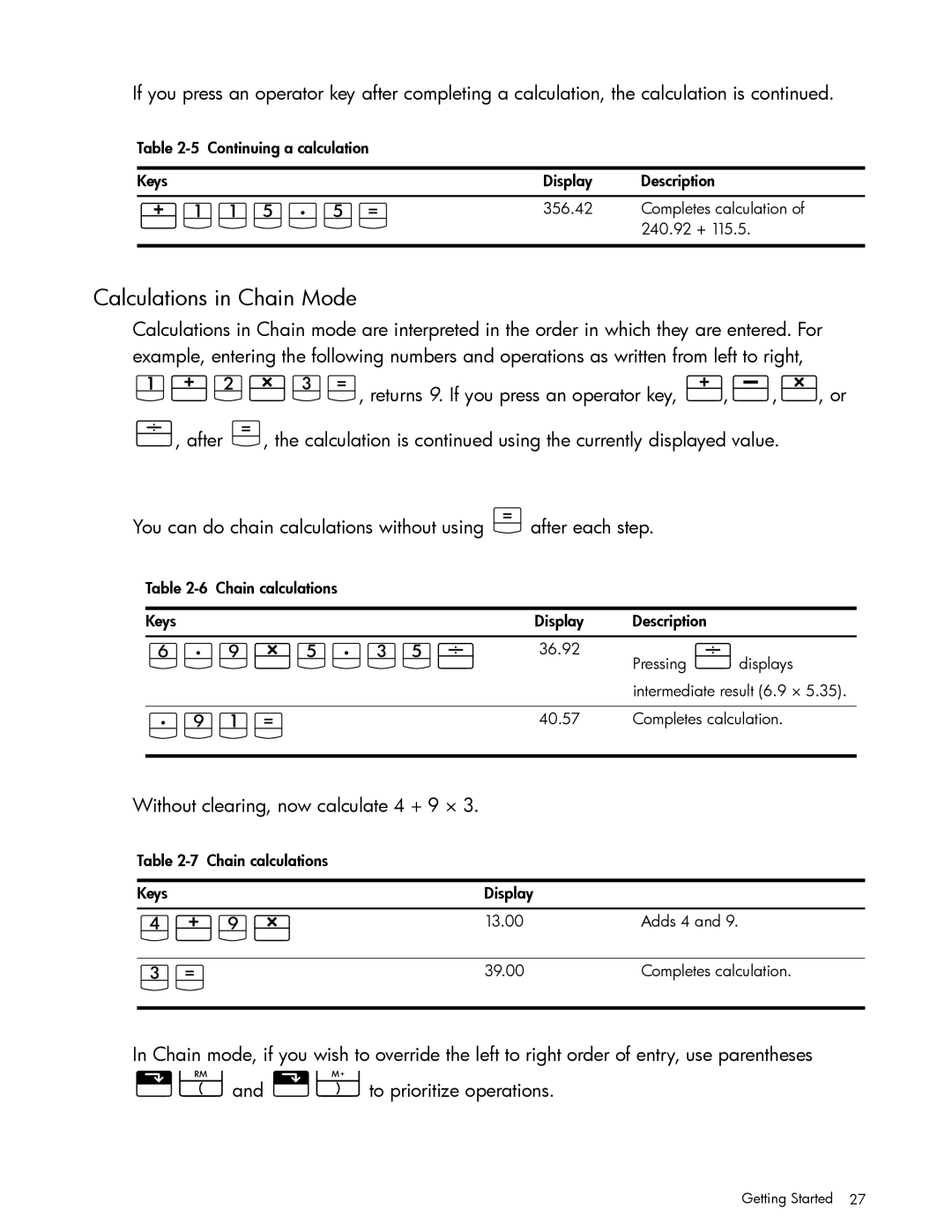 HP 10bII+ Financial manual 1JJV7V4, S7dPV7DVa, 7dJ4, Y1dP, Calculations in Chain Mode 