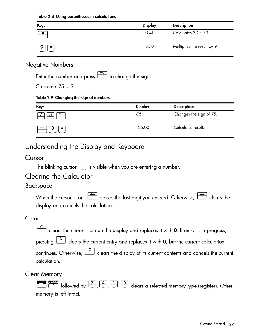 HP 10bII+ Financial manual JVy, AD4, Understanding the Display and Keyboard Cursor, Clearing the Calculator 