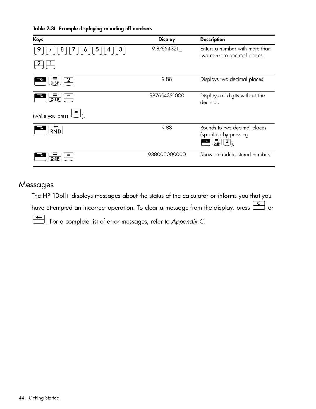 HP 10bII+ Financial manual D7gjSVYD, Messages 