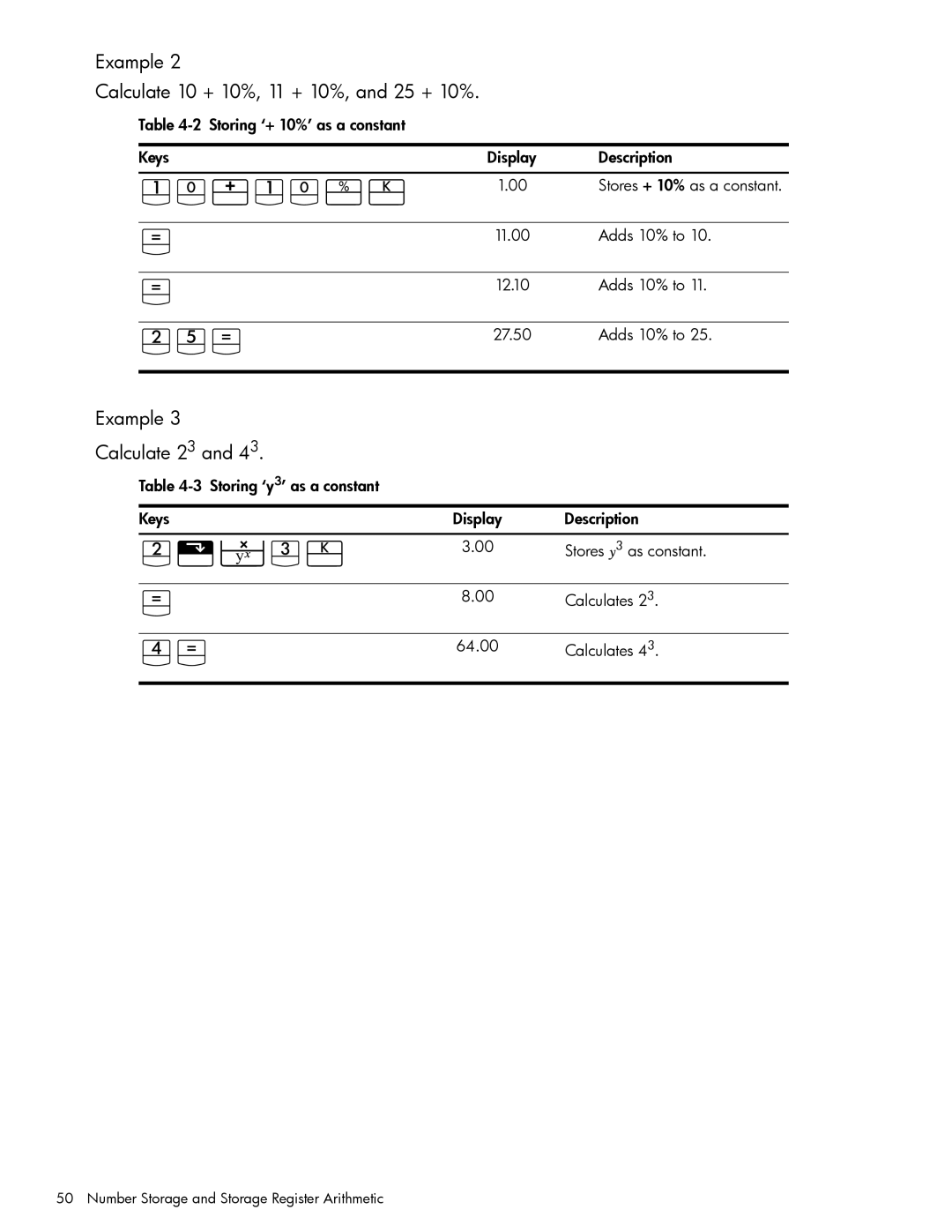 HP 10bII+ Financial manual J1J§ª, Qdª, Example Calculate 10 + 10%, 11 + 10%, and 25 + 10%, Example Calculate 23 